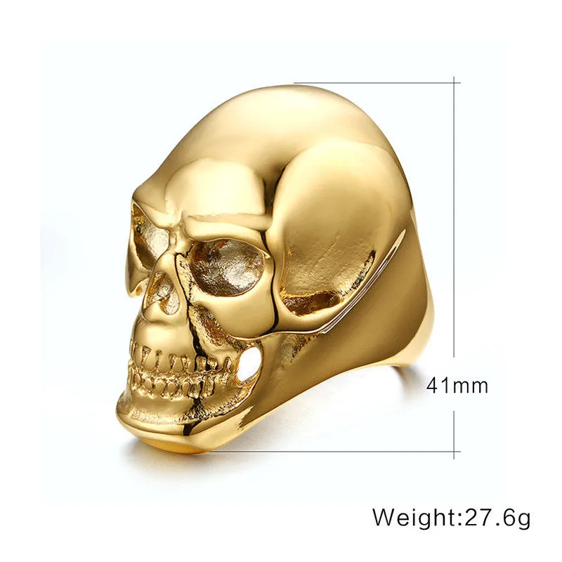 Fashion Big Gold Color Men Ring 316 Stainless Steel Skull Rock Rings Men Jewelry