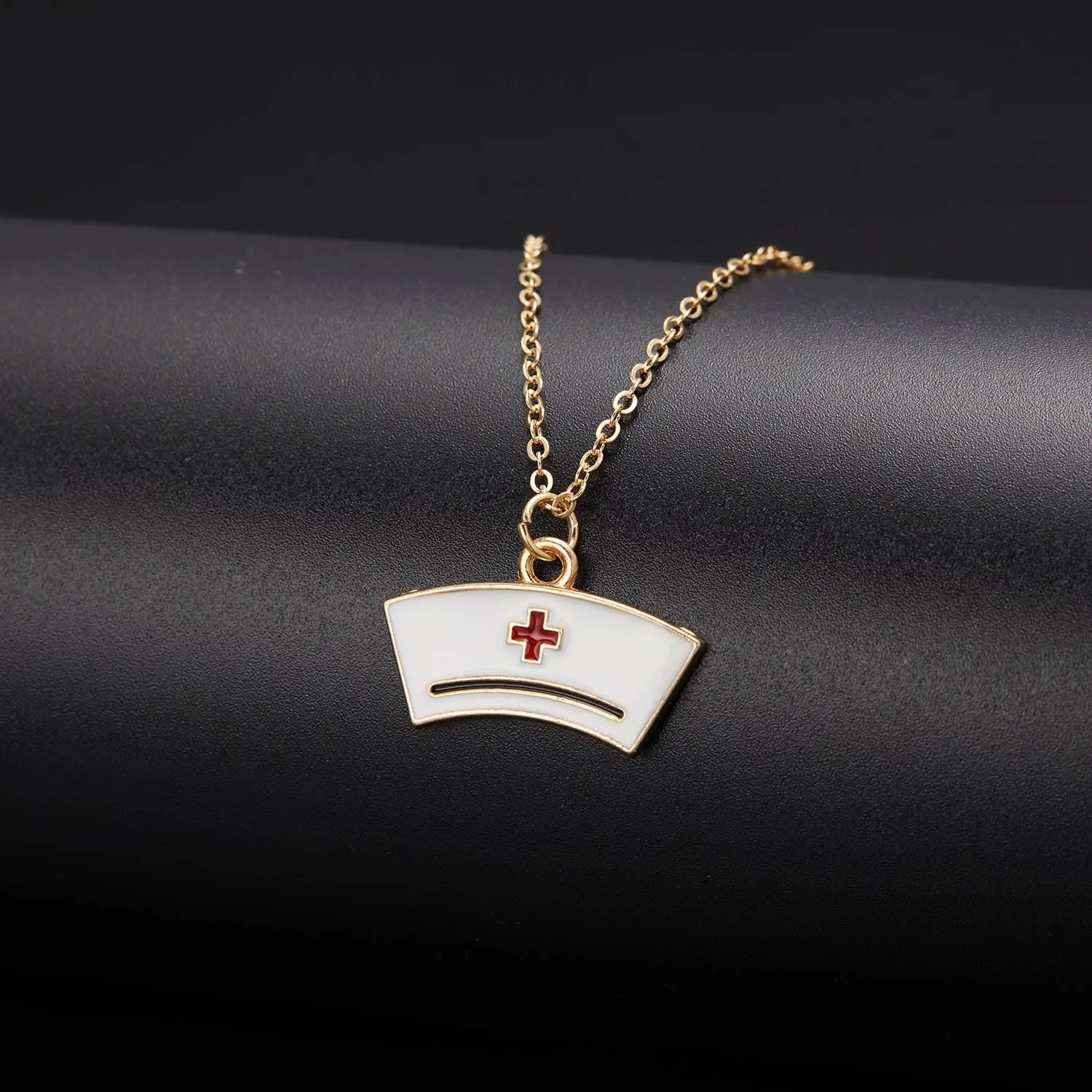 Fashion Heart Nurse Cap Doctor Necklaces Medical Equipment Stethoscope Syringe Pendant Hospital Style Jewelry Graduation Gifts