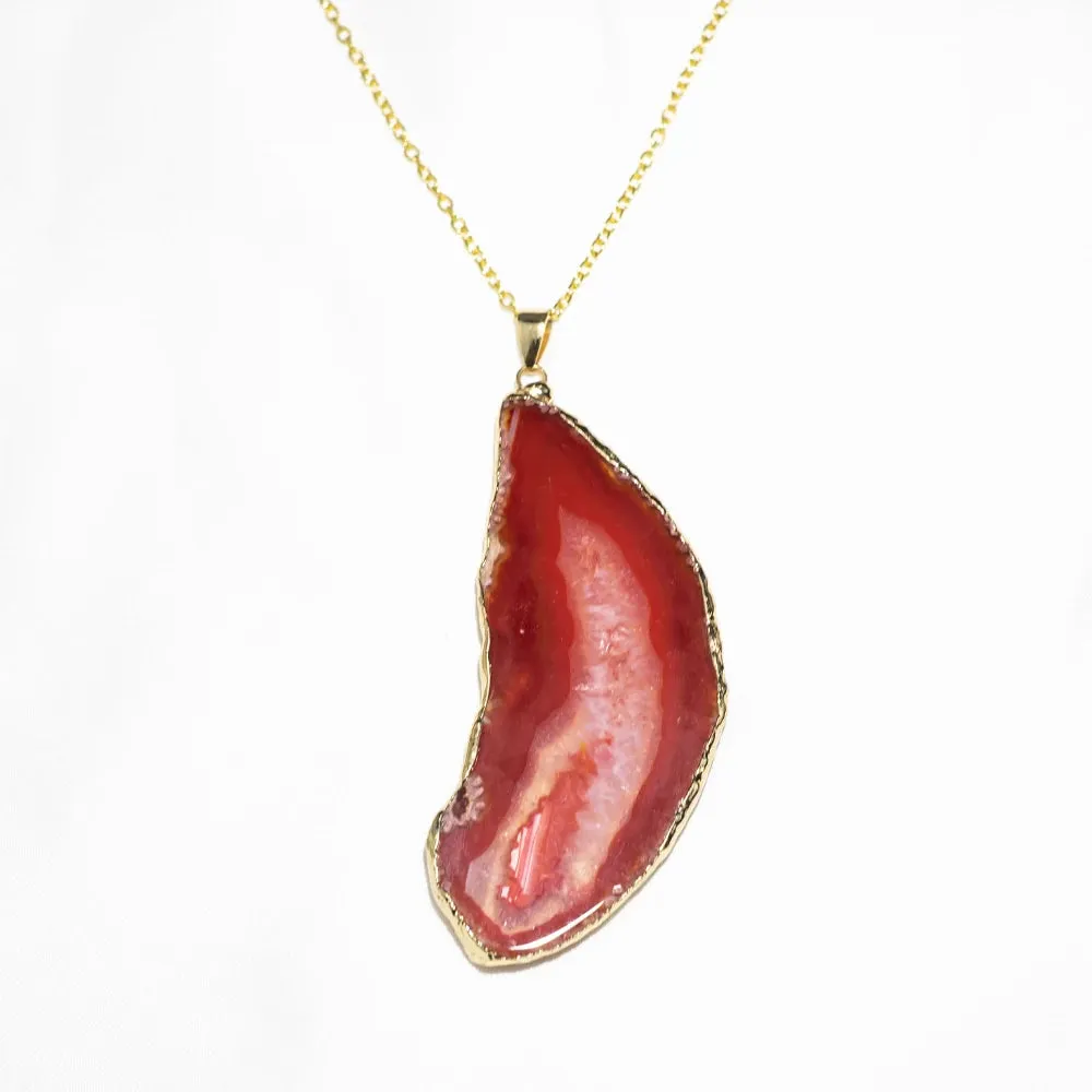 Fashion Irregular Magic Agate Piece Crystal Color Quartz Stone Natural Gold Pendant Necklace Jewelry Reiki Healing Gift