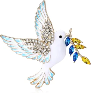 Fashionable Peace Dove Brooch for Women Ukrainian Blue and Yellow Wheat Ear Brooch Patriotic Pin Olive Branch Pin