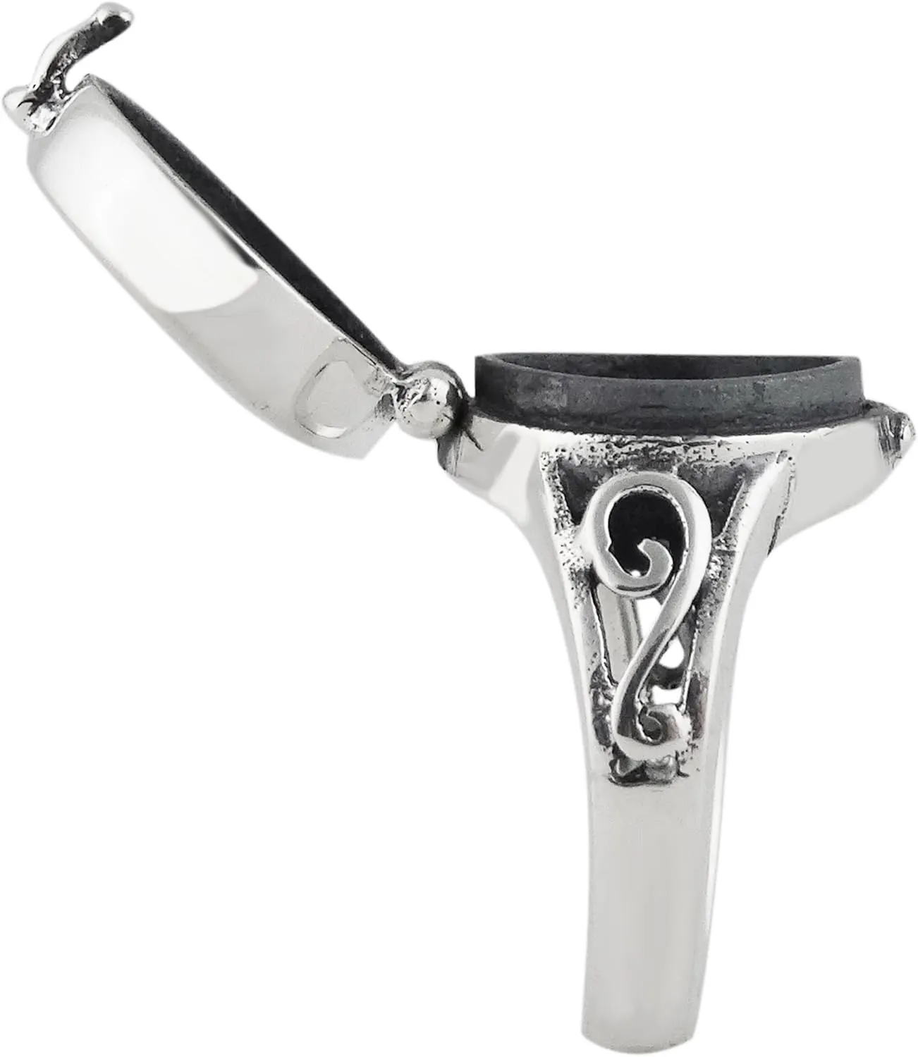 FashionJunkie4Life Sterling Silver Crescent Moon and Stars Poison Ring, Sizes 6-10, Pillbox Rings