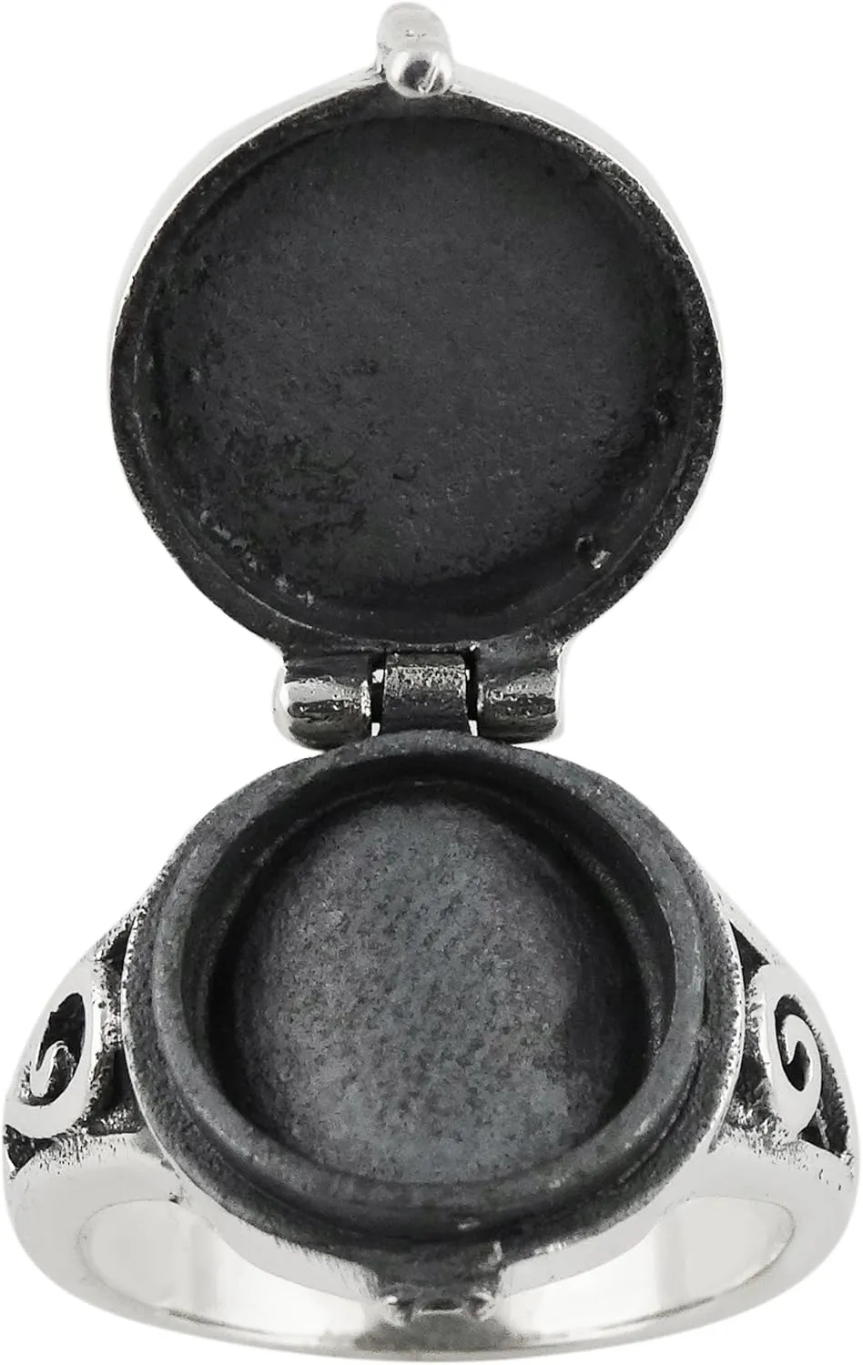 FashionJunkie4Life Sterling Silver Crescent Moon and Stars Poison Ring, Sizes 6-10, Pillbox Rings