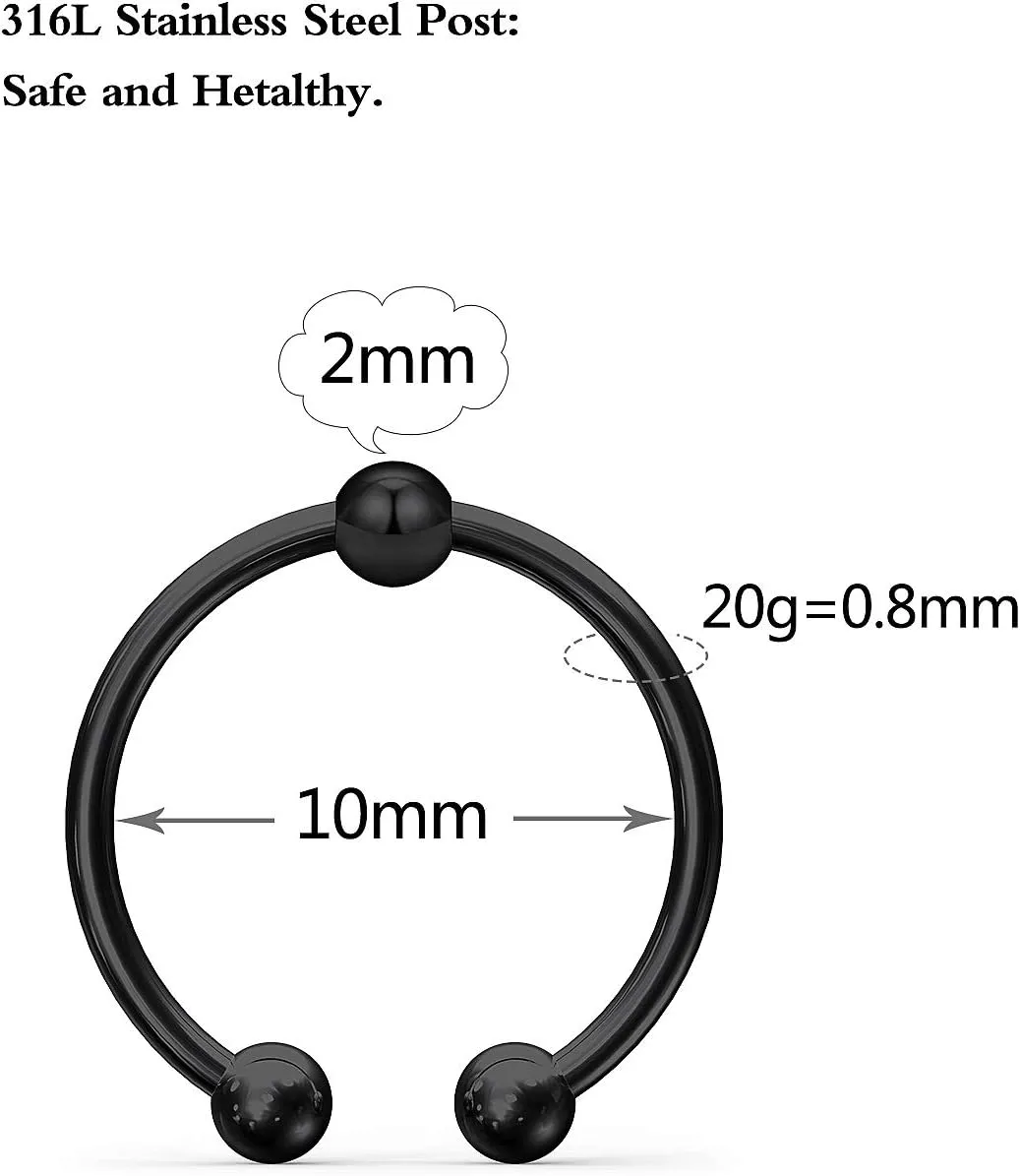 Faux Nipple Rings - Non-Piercing, 5pcs Set with Rings and Backings