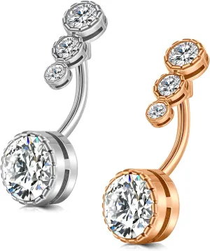 FECTAS 14G Belly Button Rings Surgical Steel CZ Navel Ring Belly Rings for Women Body Piercing Jewelry 2PCS
