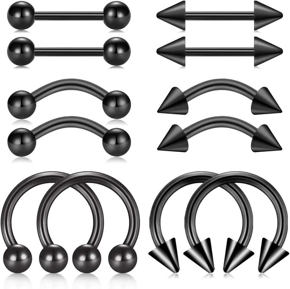 FECTAS Nipple Ring for Men Nose Bridge Jewelry 14g Tongue Rings Eyebrow Ring Nipple Piercing Mens Eyebrow Piercing Barbell