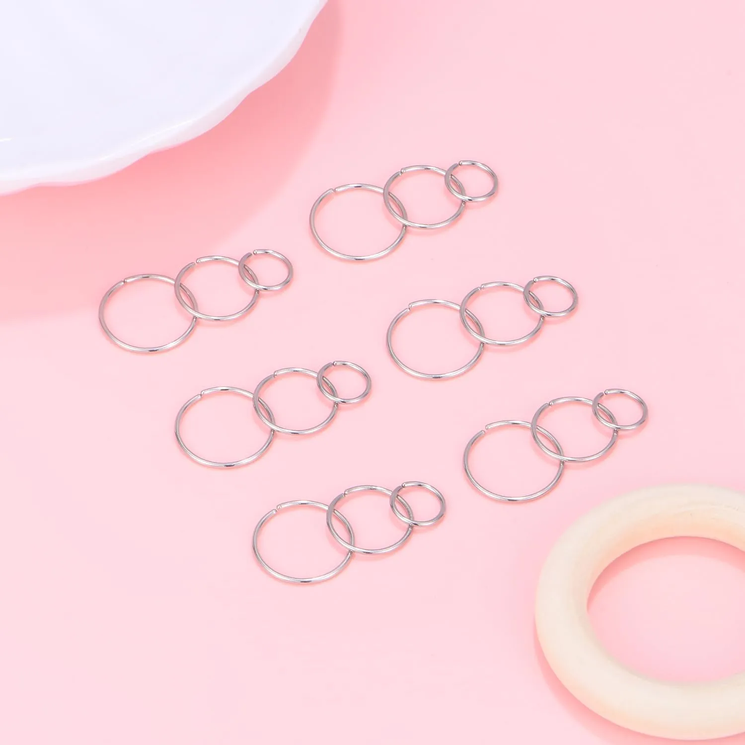 FECTAS Nose Rings Hoops Surgical Steel 20g Gauge 6mm 8mm 10mm 12mm Earrings Piercing Hoops Jewelry for Men Women