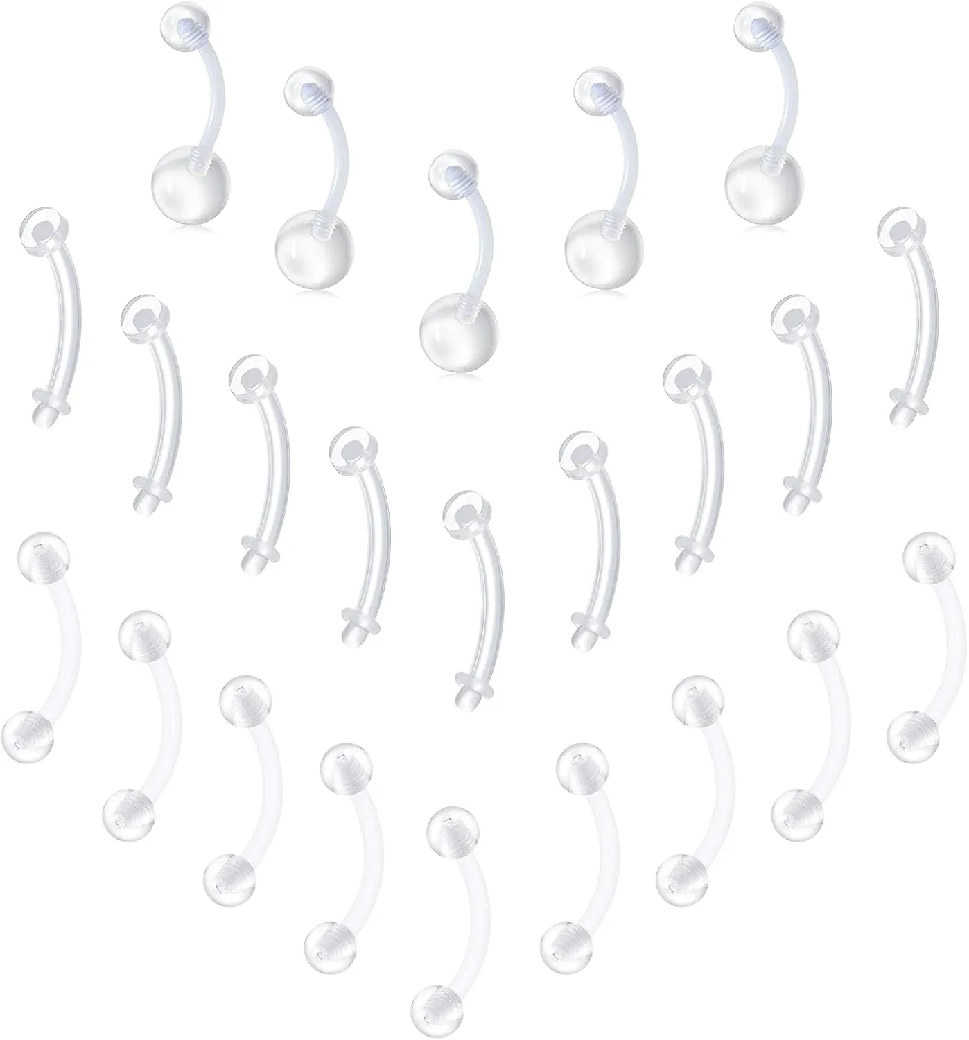 FECTAS Plastic Belly Button Rings Retainer Navel Rings for Maternity Pregnancy Sport Pregnant Women Flexible Clear Belly Piercing Retainers 10mm