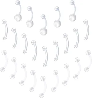 FECTAS Plastic Belly Button Rings Retainer Navel Rings for Maternity Pregnancy Sport Pregnant Women Flexible Clear Belly Piercing Retainers 10mm