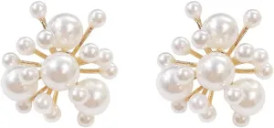 Fire Flower Pearl Earrings Cluster Pearl Drop Dangle Earrings Fashion Pearl Eardrop for Women Girl Elegant Jewelry