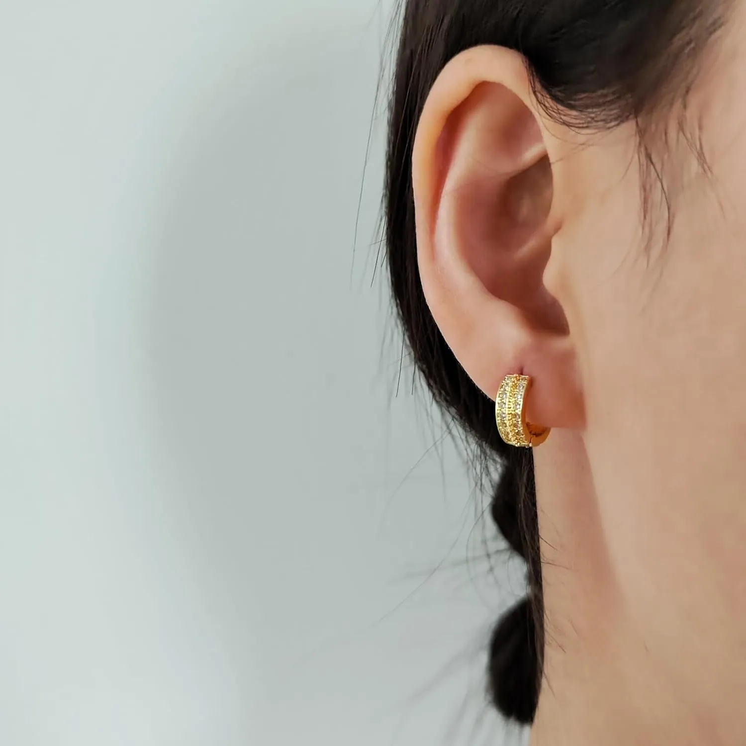 Flat Back Diamond Stud Earrings for Women 14k Gold Plated Minimalist Earrinngs, Hypoallergenic Silver Post Dainty Cute Cartilage CZ Earrings Jewelry Gifts Cherry/Flower/Butterfly/Drop/Pearl