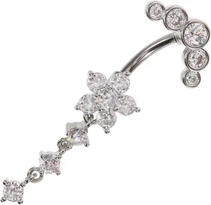 Flower Shape Dangle Navel Ring for Durable Belly Button Piercing Jewelry for Parties Clubs and Beach Wear and Lightweight Design