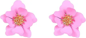 Flower Stud Earrings for Women Chic Bohemian Matte Flower Floral Stud Earrings Elegant Boho Daisy Flower Shaped with Gold Bud Statement Earrings Jewelry Gifts