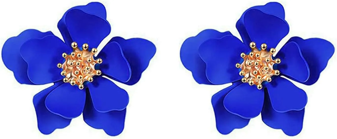 Flower Stud Earrings for Women Chic Bohemian Matte Flower Floral Stud Earrings Elegant Boho Daisy Flower Shaped with Gold Bud Statement Earrings Jewelry Gifts