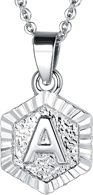 FOCALOOK Initial Necklaces for Women Yellow Gold/Platinum Plated Hexagon Letter Pendant Necklace 18 Inch