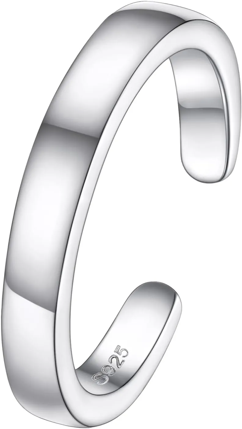FOCALOOK Toe Ring for Women, 925 Sterling Silver Adjustable Open Toe Ring Hypoallergenic Beach Foot Jewelry for Summer Holiday(With Gift Box)