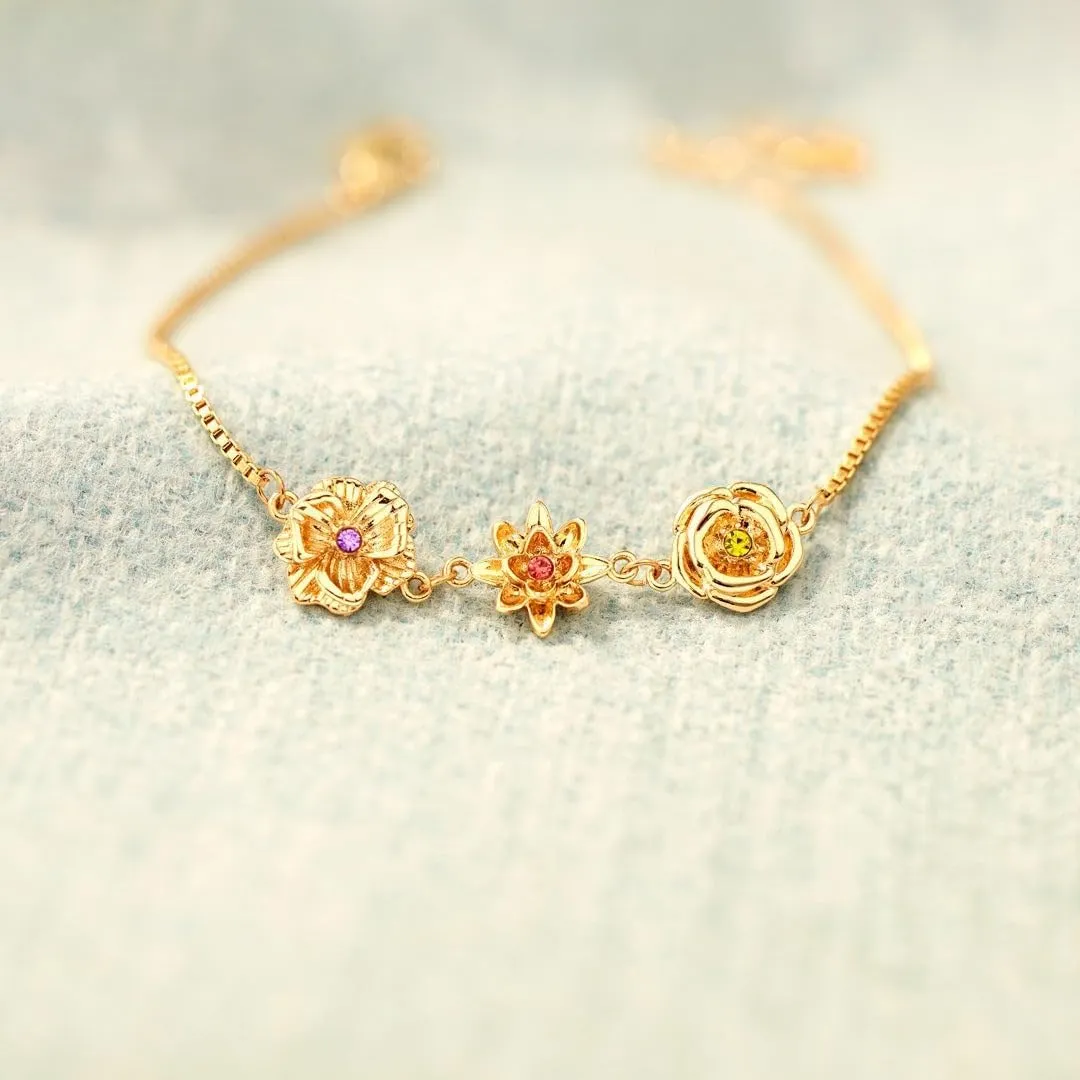 For Friends - I'd pick you Custom Birth Flowers Bracelet,Adjustable Flowers Friendship Bracelets for Women,Unique Birthday Gift for Women