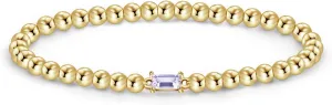 Free bird Birthstone Beaded Bracelet for Women Dainty 14K Gold Plated Stretchable Beaded Bracelet Hypoallergenic Waterproof Trendy Stackable Bracelet Birthstone Jewelry Gift for Birthday Christmas Valentine's Day
