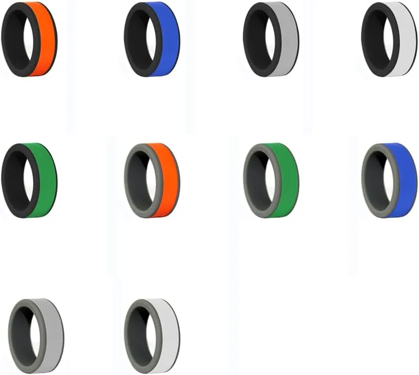 Free Engraving Logo Text Silicone Rings 8mm Two-Tone Removable Ring-Yoga Rings-Christian Jesus Cross Faith Inspirational Rings-Couple Wedding Band Engagement Rings,Size 8-13