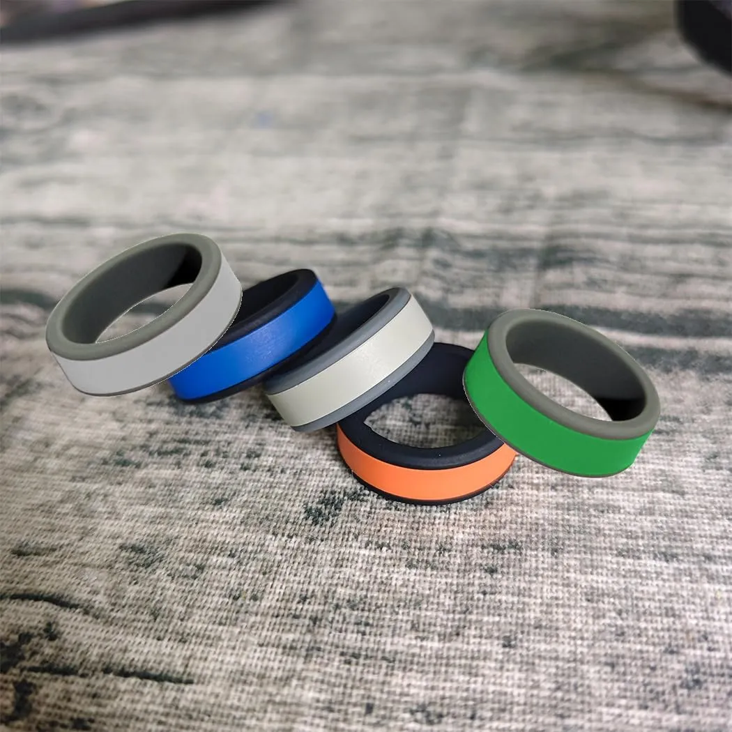 Free Engraving Logo Text Silicone Rings 8mm Two-Tone Removable Ring-Yoga Rings-Christian Jesus Cross Faith Inspirational Rings-Couple Wedding Band Engagement Rings,Size 8-13