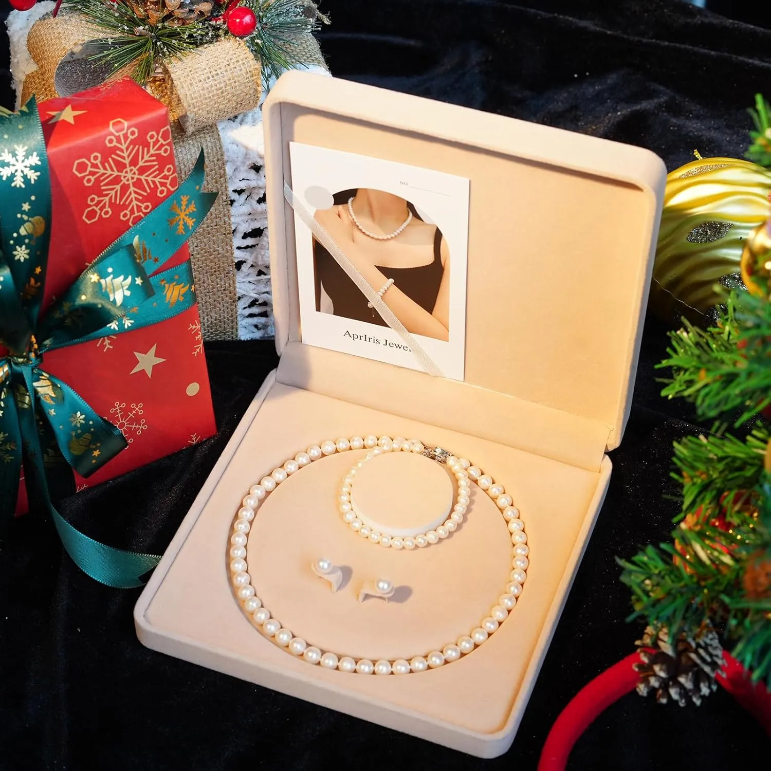 Freshwater Pearl Jewelry Set for Women,Pearl Sets for Women 3 Piece,Pearl Necklaces and Earrings for Women Includeds Pearl Necklace,Pearl Earrings,Pearl Bracelet
