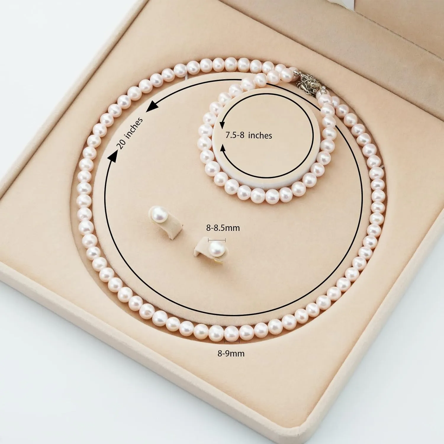 Freshwater Pearl Jewelry Set for Women,Pearl Sets for Women 3 Piece,Pearl Necklaces and Earrings for Women Includeds Pearl Necklace,Pearl Earrings,Pearl Bracelet