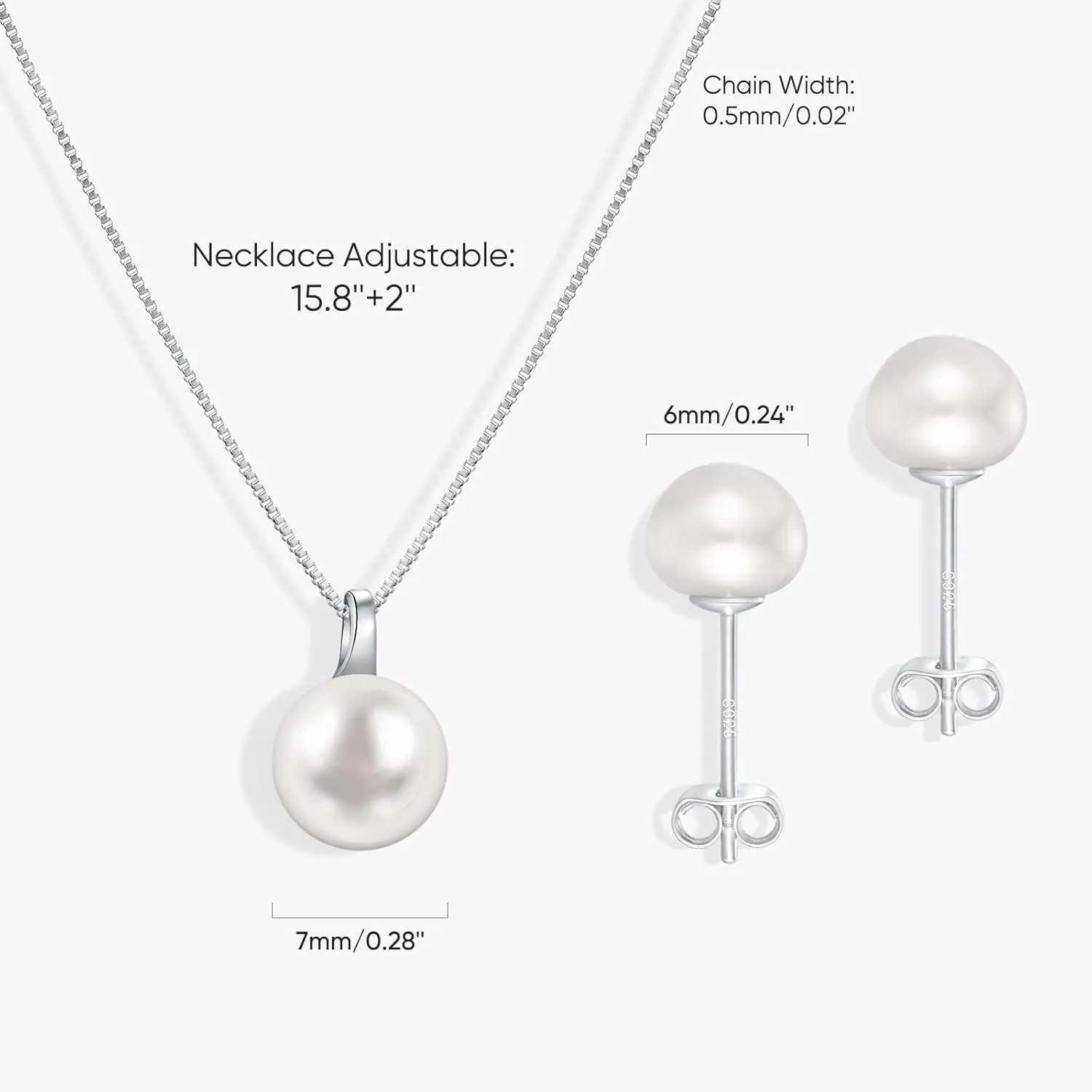 Freshwater Pearl Necklace for Women, S925 Sterling Silver Pearl Pendant Necklace Jewelry Gift, Mother Day Birthday Wedding Valentines Christmas Party 18K Dainty Single White Pearl Choker Necklaces for Mom Friends Grandma Daughter