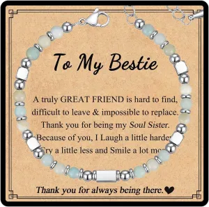 Friendship Bracelet, Adjustable Amazonite Beaded Bracelets Unique Best Friend BFF Bestie Handmade Bracelet For Women Birthday Christmas New Year Jewelry Gift