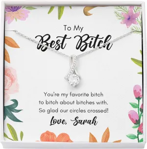 Friendship Personalized Necklace Silver Plated - To My Best Btch - Custom Name for Friend BFF Bestie Buddy Sisters Sisterhood