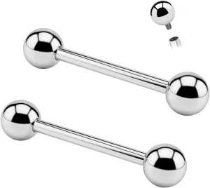 G23 Titanium Internally Threaded Straight Barbell 14mm/16mm Nipple Ring 2Pcs 14G Tongue Rings Body Piercing Jewelry for Women