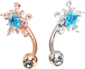 GALPADA Belly Ring Set Navel Decoration Star Piercing Jewelry Snowflake Design Perfect Present for Women