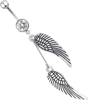 Gatuida Angel Wing Navel Ring Belly Button Jewelry for Women Fashionable Wing Charm Perfect for Parties Beaches