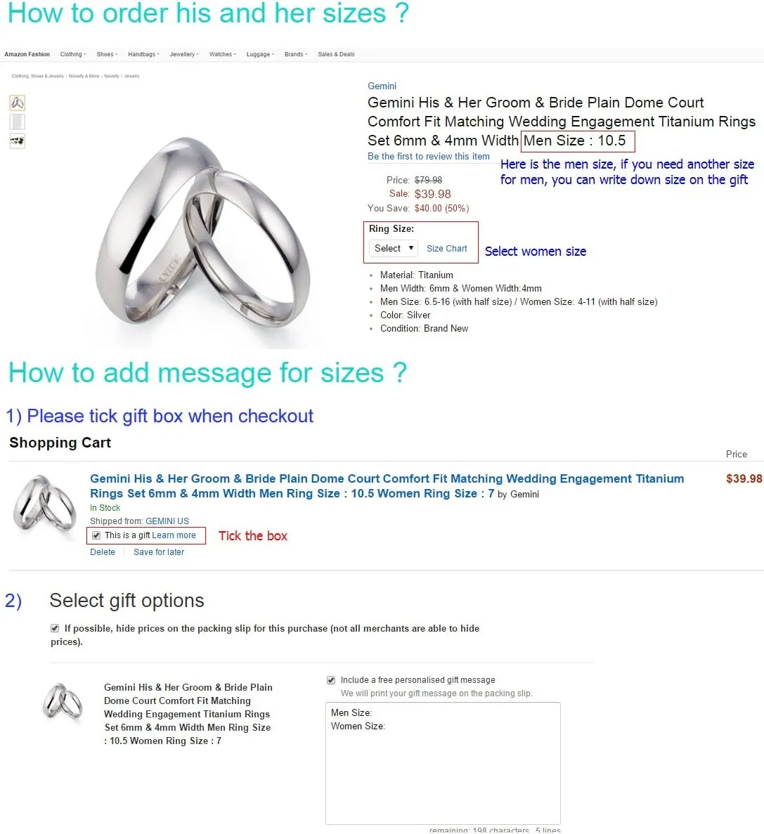 Gemini His & Her Black Titanium Promise Rings Couple Matching Wedding Rings 6mm & 4mm Men Sz 15 Valentine