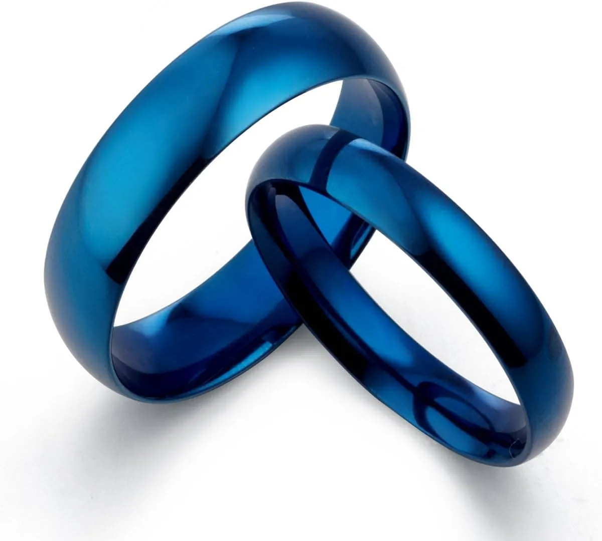 Gemini His & Her 's Dome Blue Polish Promise Couple Wedding Titanium Ring Set Width 6mm & 4mm Men Size : 10 Valentine's Day Gifts