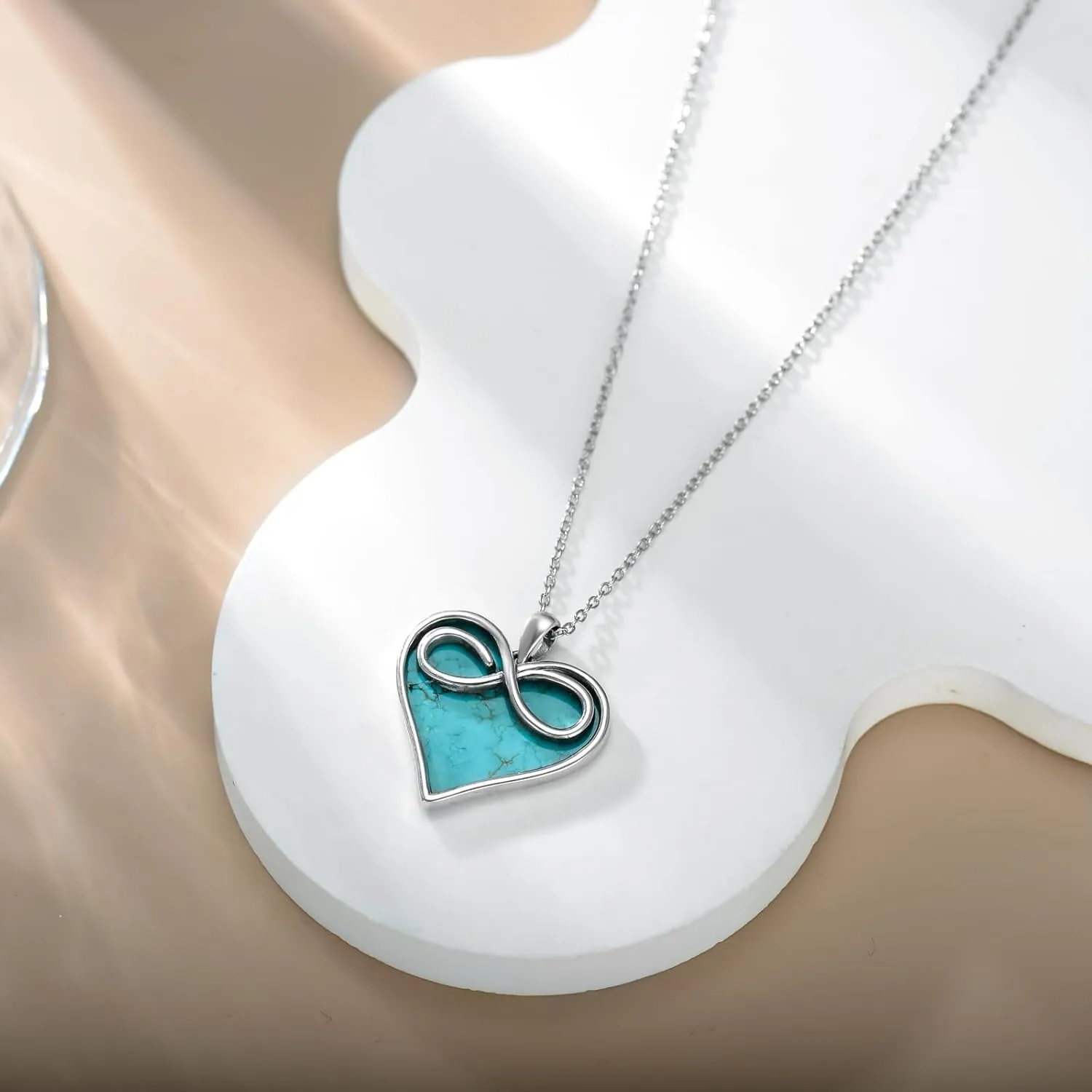 Genuine Turquoise Hexagon/Star/Rectangle/Teardrop/Heart/Triangle/Circle Necklaces for Women 925 Sterling Silver Long Boho Pendant Western Jewelry Gifts for Women Girls