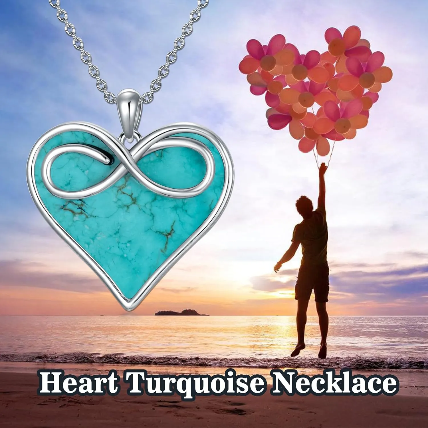 Genuine Turquoise Hexagon/Star/Rectangle/Teardrop/Heart/Triangle/Circle Necklaces for Women 925 Sterling Silver Long Boho Pendant Western Jewelry Gifts for Women Girls