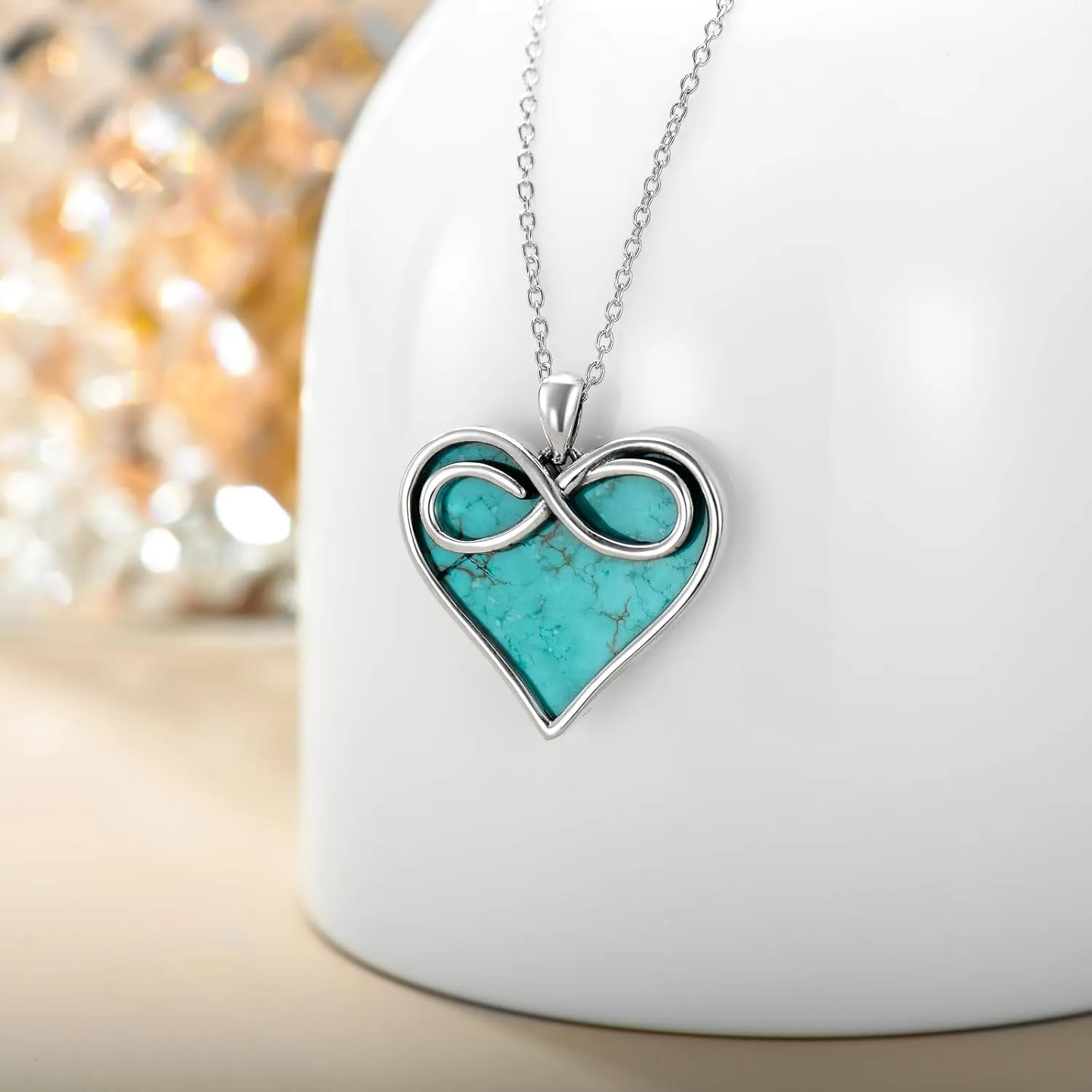 Genuine Turquoise Hexagon/Star/Rectangle/Teardrop/Heart/Triangle/Circle Necklaces for Women 925 Sterling Silver Long Boho Pendant Western Jewelry Gifts for Women Girls