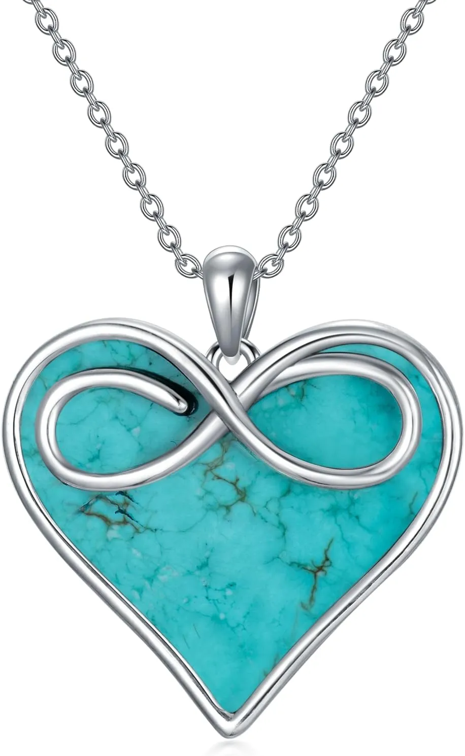 Genuine Turquoise Hexagon/Star/Rectangle/Teardrop/Heart/Triangle/Circle Necklaces for Women 925 Sterling Silver Long Boho Pendant Western Jewelry Gifts for Women Girls