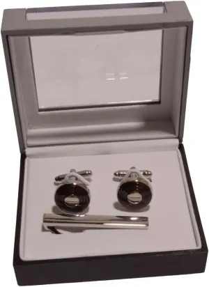Geoffrey Beene Mens Polished Rhodium Circle T-Shape Cufflinks Silver O/S