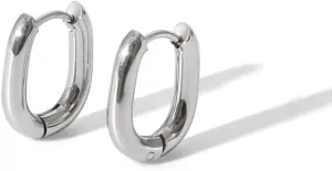 Geometry Hoop Earrings for Women Oval U Shape Minimalist Stainless Steel Huggie Hoops Fashion Earrings Statement Hinged Earrings