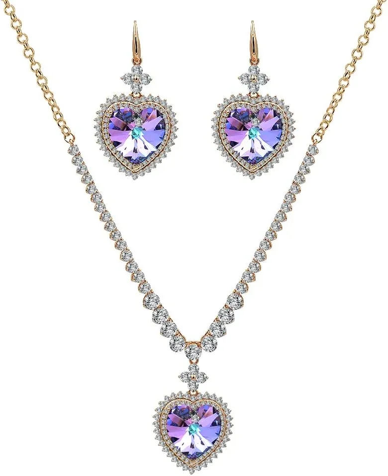 Giffor Luxury Jewelry Set Necklaces For Womens Crystal Necklace Earrings Mothers Day Gifts