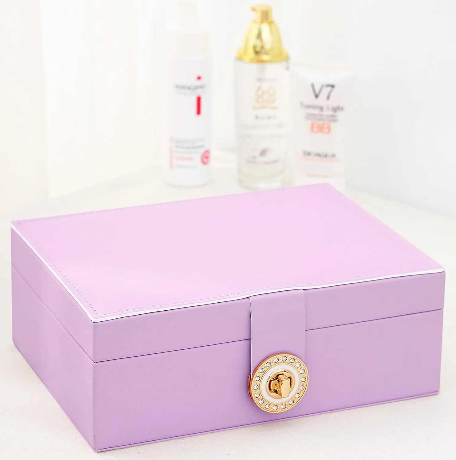 Girls Earrings Jewelry Box for Earrings Necklaces Rings, Girls Stud Earring Organizer Box Earring Storage Case Jewelry Organizer Box for Girls Stud Earring Holder Organizer Box Purple