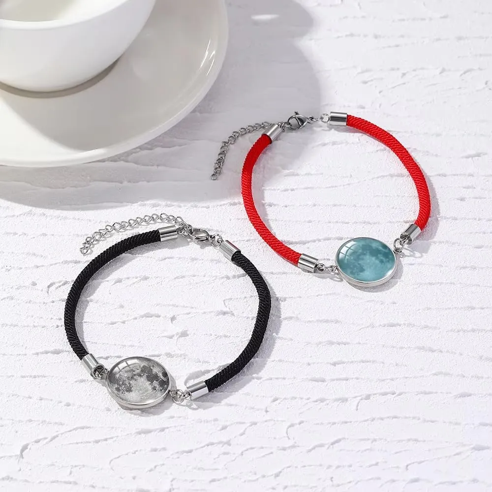 Glow in the Dark Couple Bracelet Set - Red String & Premium Stainless Steel - 4 Unique Variants for Every Love Story