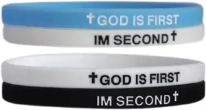GOD IS FIRST BRACELET, GOD IS FIRST IM SECOND Bracelets, Inspirational Bible Verses Bracelets Christian Religious Faith Rubber Bracelet Unique Gift for Seeking Daily Encouragement