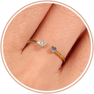 Gold Birthstone Rings for Women Non Tarnish Stackable Adjustable Couple Rings for Women 14k Gold Plated Dainty Stacking Cubic Zirconia Emerald Green Ring for Mother Birthday Gifts Jewelry