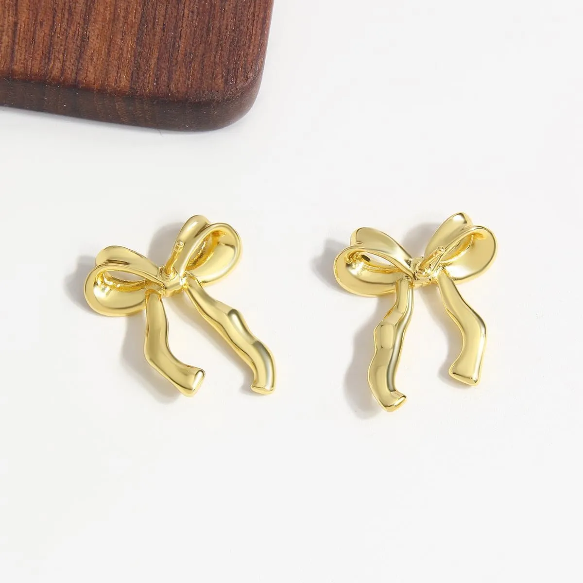 Gold Bow Earrings For Women Cute Cubic Zirconia Bowknot Stud Earrings Statement Party Jewelry