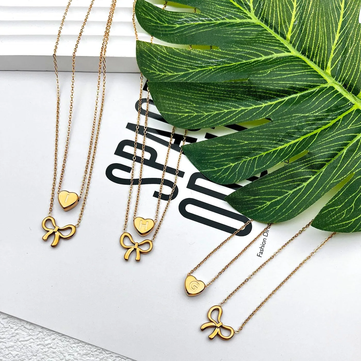 Gold Bow Pendant Necklace Initial Necklaces for Women 18K Real Gold Plated Heart Initial A-Z Necklace Layered Dainty Gold Necklace Bow Pendant Choker Trendy Gold Letter Necklace Jewelry