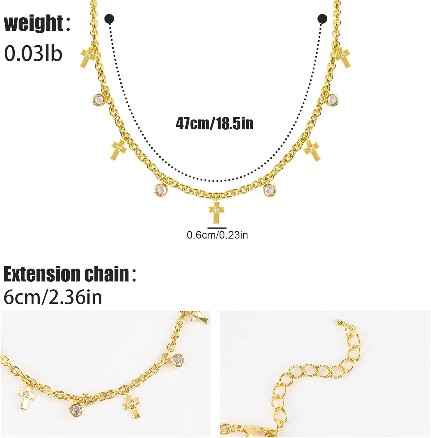 Gold Charm Necklace for Women 14K Gold Plated Dainty Round Cubic Zirconia Charm Choker Necklace Cute Star Love Heart Shell Daisy Cross Pendant Necklace Adjustable Trendy Party Jewelry Gift for Women