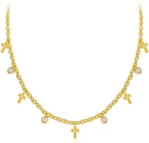 Gold Charm Necklace for Women 14K Gold Plated Dainty Round Cubic Zirconia Charm Choker Necklace Cute Star Love Heart Shell Daisy Cross Pendant Necklace Adjustable Trendy Party Jewelry Gift for Women