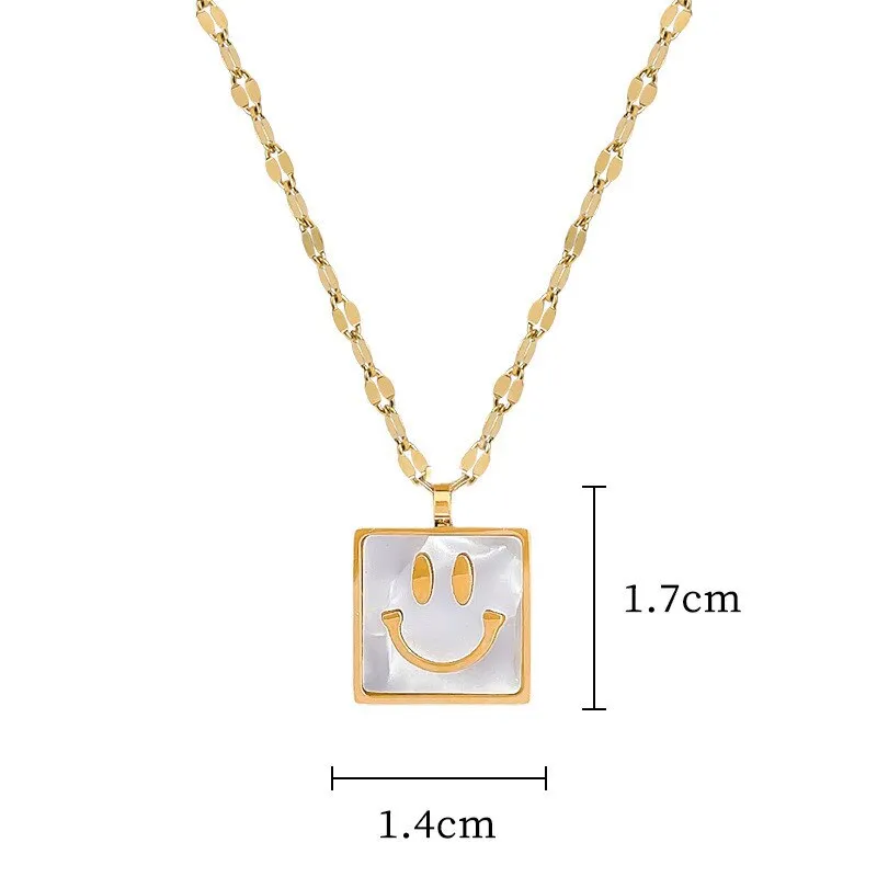 Gold Color Simple Fashion Natural Shell Smile Face Shaped Pendant Necklace For Women