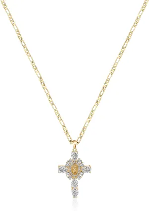Gold Cross Necklace for Women 14K Gold Plated Cross Pendant Dainty Choker Necklace with Diamonds Trendy Jewelry